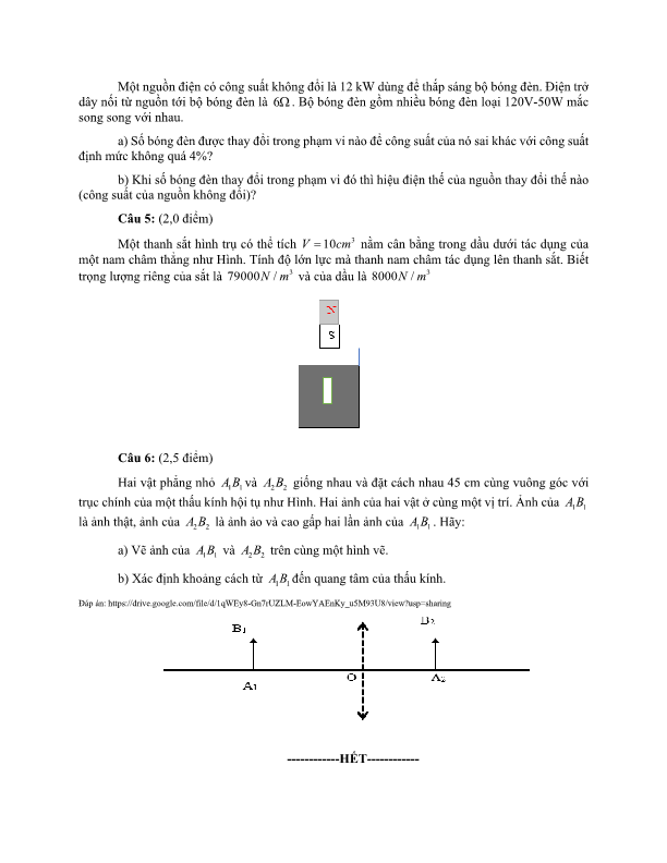Một Nguồn Điện Có Công Suất Không Đổi Là 12 Kw Dùng Để Thắp
