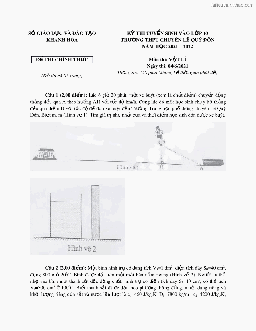 Sở Giáo Dục Và Đào Tạo Khánh Hòa Đề Thi Chính Thức Đề Thi Có 02
