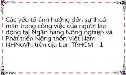 Các yếu tố ảnh hưởng đến sự thoả mãn trong công việc của người lao động tại Ngân hàng Nông nghiệp và Phát triển Nông thôn Việt Nam NHNoVN trên địa bàn TP.HCM - 1