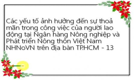 Các yếu tố ảnh hưởng đến sự thoả mãn trong công việc của người lao động tại Ngân hàng Nông nghiệp và Phát triển Nông thôn Việt Nam NHNoVN trên địa bàn TP.HCM - 13