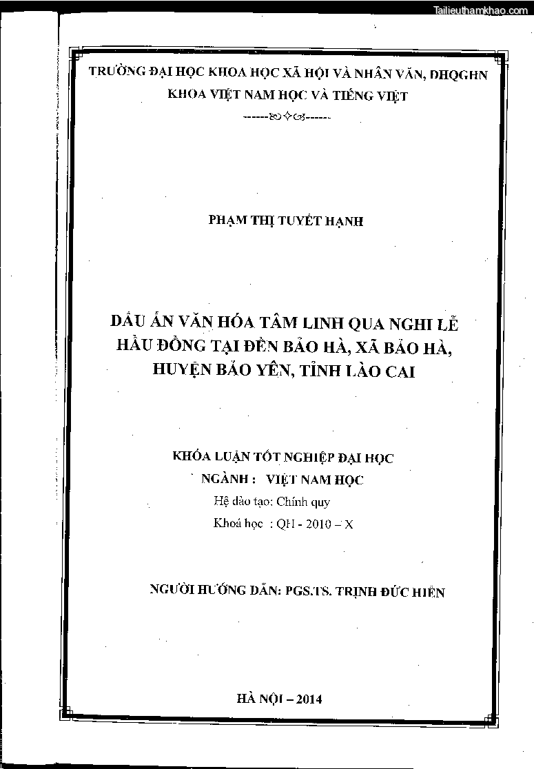 Khoa luan tot nghiep dau an van hoa tam linh qua nghi le hau dong tai den bao ha xa bao ha huyen bao yen tinh lao cai trang 2