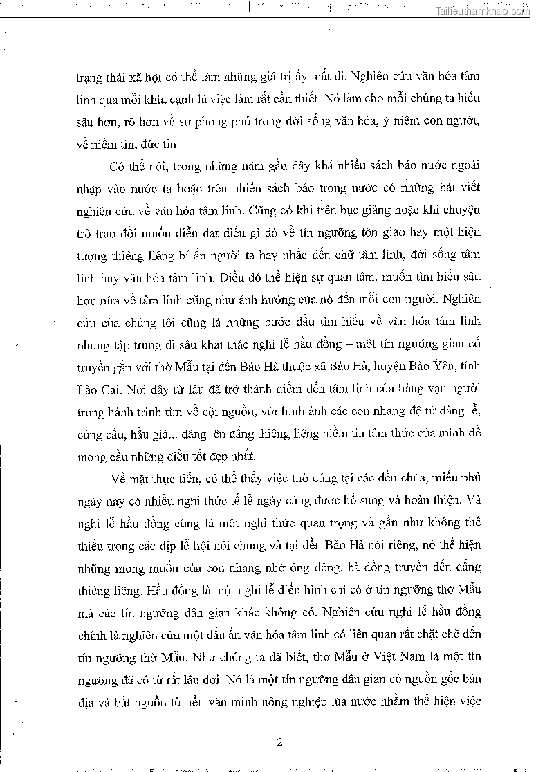 Khoa luan tot nghiep dau an van hoa tam linh qua nghi le hau dong tai den bao ha xa bao ha huyen bao yen tinh lao cai trang 6