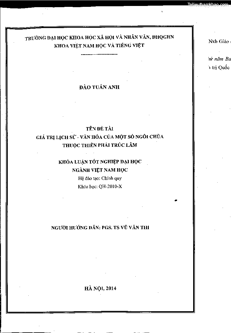 Khoa luan tot nghiep gia tri lich su van hoa cua mot so ngoi chua thuoc thien phai truc lam trang 2