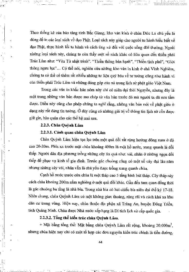 Khoa luan tot nghiep gia tri lich su van hoa cua mot so ngoi chua thuoc thien phai truc lam trang 48