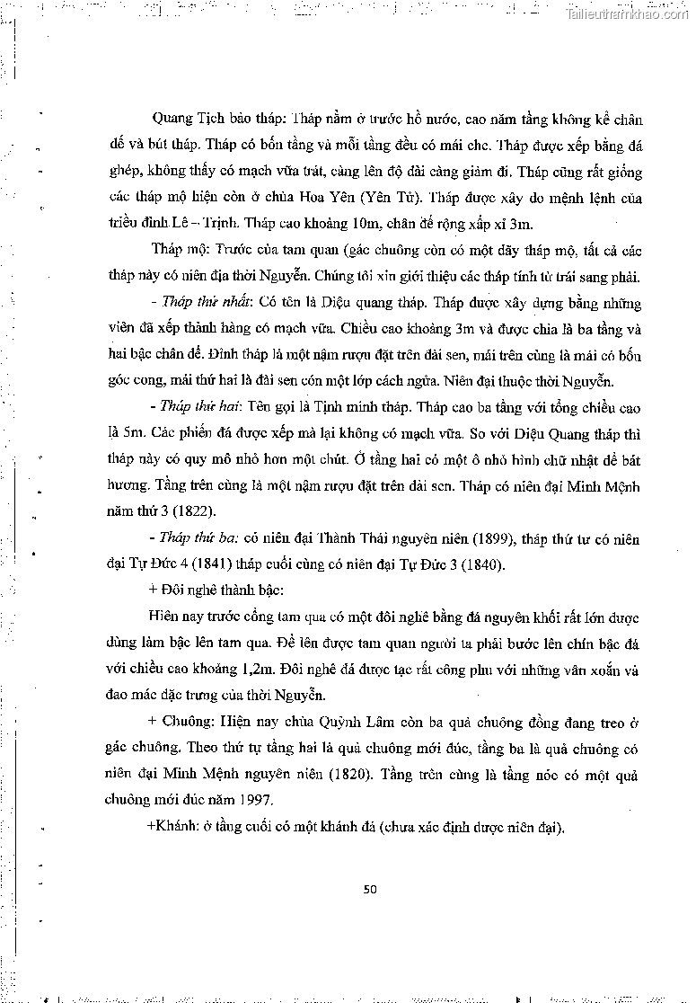 Khoa luan tot nghiep gia tri lich su van hoa cua mot so ngoi chua thuoc thien phai truc lam trang 54