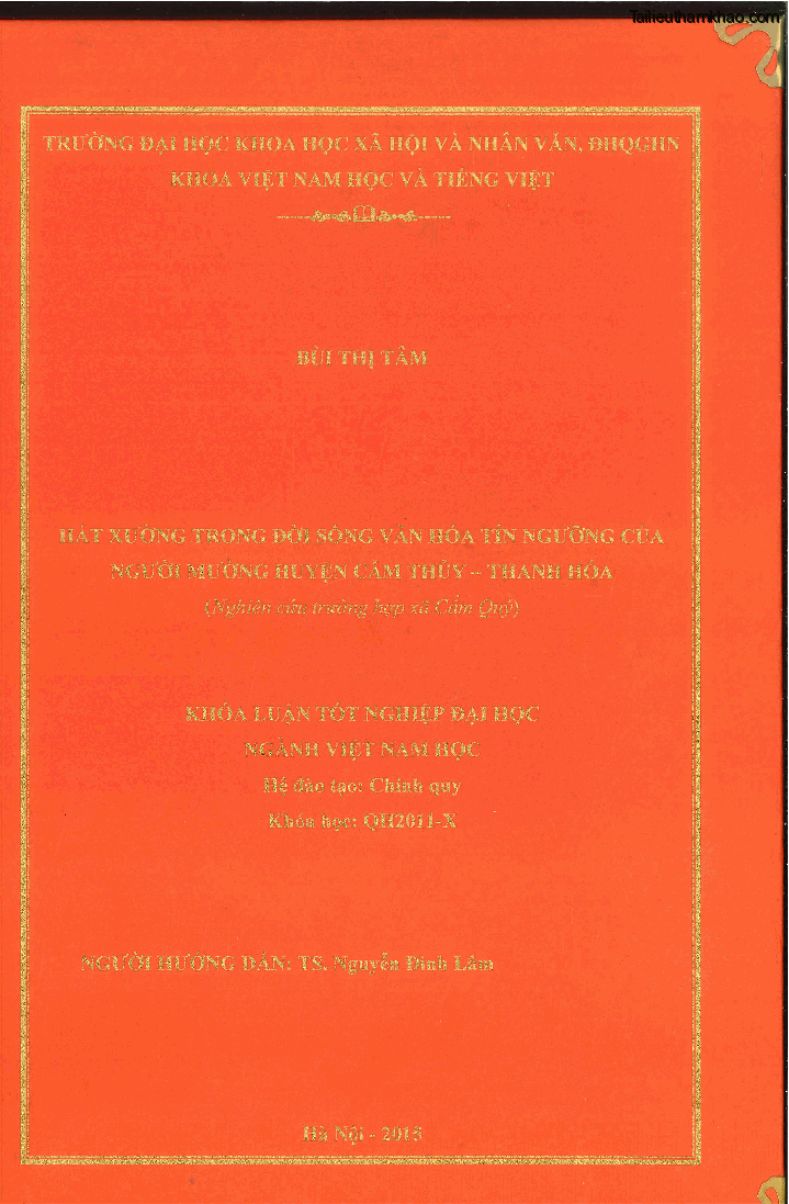 Khoa luan tot nghiep hat xuong trong doi song van hoa tin nguong cua nguoi muong huyen cam thuy thanh hoa nghien cuu truong hop xa cam quy trang 1