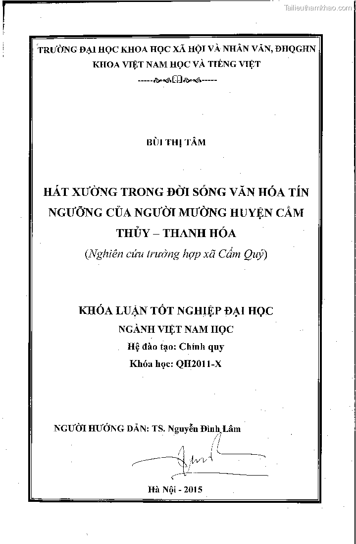 Khoa luan tot nghiep hat xuong trong doi song van hoa tin nguong cua nguoi muong huyen cam thuy thanh hoa nghien cuu truong hop xa cam quy trang 2