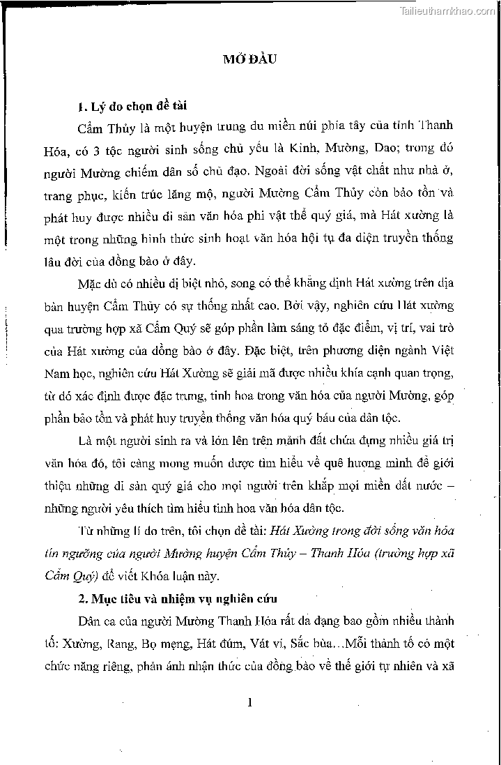 Khoa luan tot nghiep hat xuong trong doi song van hoa tin nguong cua nguoi muong huyen cam thuy thanh hoa nghien cuu truong hop xa cam quy trang 7