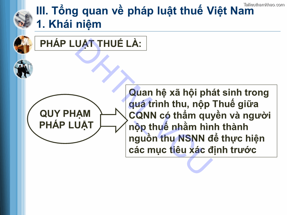 Iii Tổng Quan Về Pháp Luật Thuế Việt Nam Dhtm Vcu 1 Khái Niệm Pháp