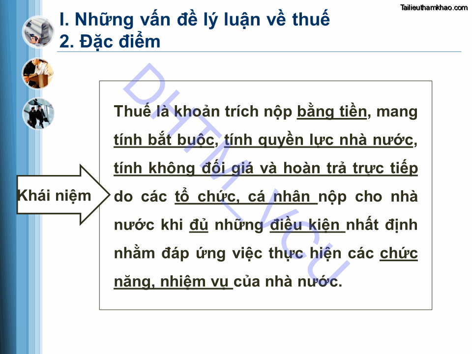 I Những Vấn Đề Lý Luận Về Thuế Dhtm Vcu 2 Đặc Điểm Khái Niệm