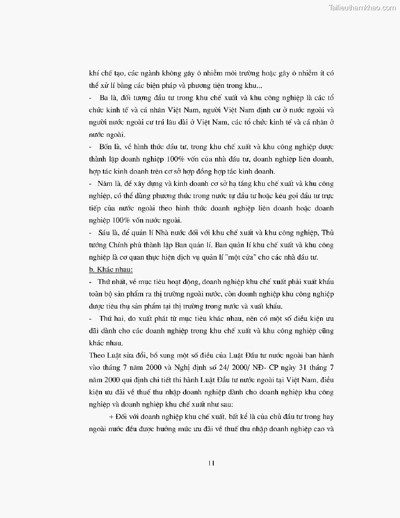 Khoa luan tot nghiep dau tu truc tiep nuoc ngoai vao khu cong nghiep khu che xuat thuc trang va giai phap trang 11
