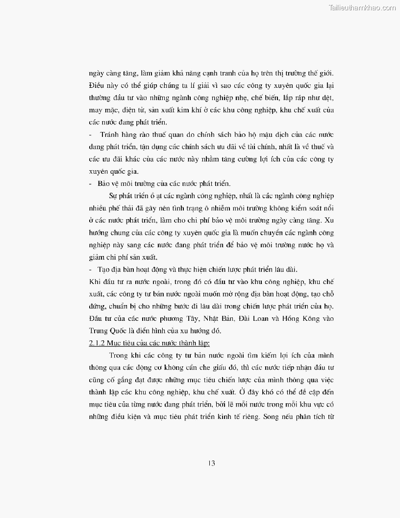 Khoa luan tot nghiep dau tu truc tiep nuoc ngoai vao khu cong nghiep khu che xuat thuc trang va giai phap trang 13