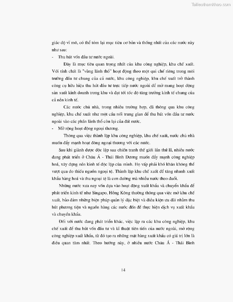 Khoa luan tot nghiep dau tu truc tiep nuoc ngoai vao khu cong nghiep khu che xuat thuc trang va giai phap trang 14