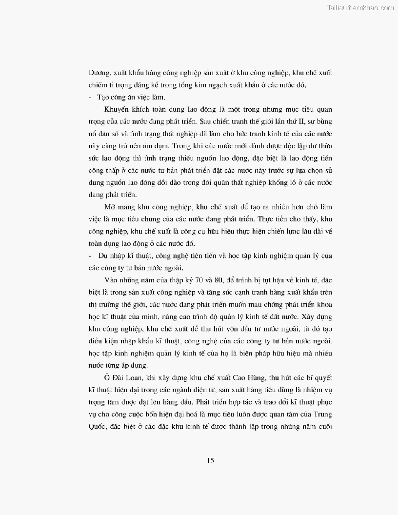 Khoa luan tot nghiep dau tu truc tiep nuoc ngoai vao khu cong nghiep khu che xuat thuc trang va giai phap trang 15