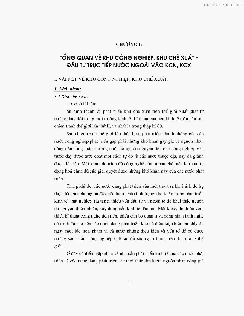 Khoa luan tot nghiep dau tu truc tiep nuoc ngoai vao khu cong nghiep khu che xuat thuc trang va giai phap trang 4