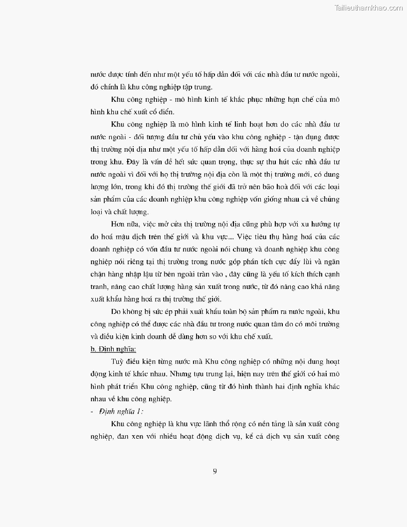 Khoa luan tot nghiep dau tu truc tiep nuoc ngoai vao khu cong nghiep khu che xuat thuc trang va giai phap trang 9