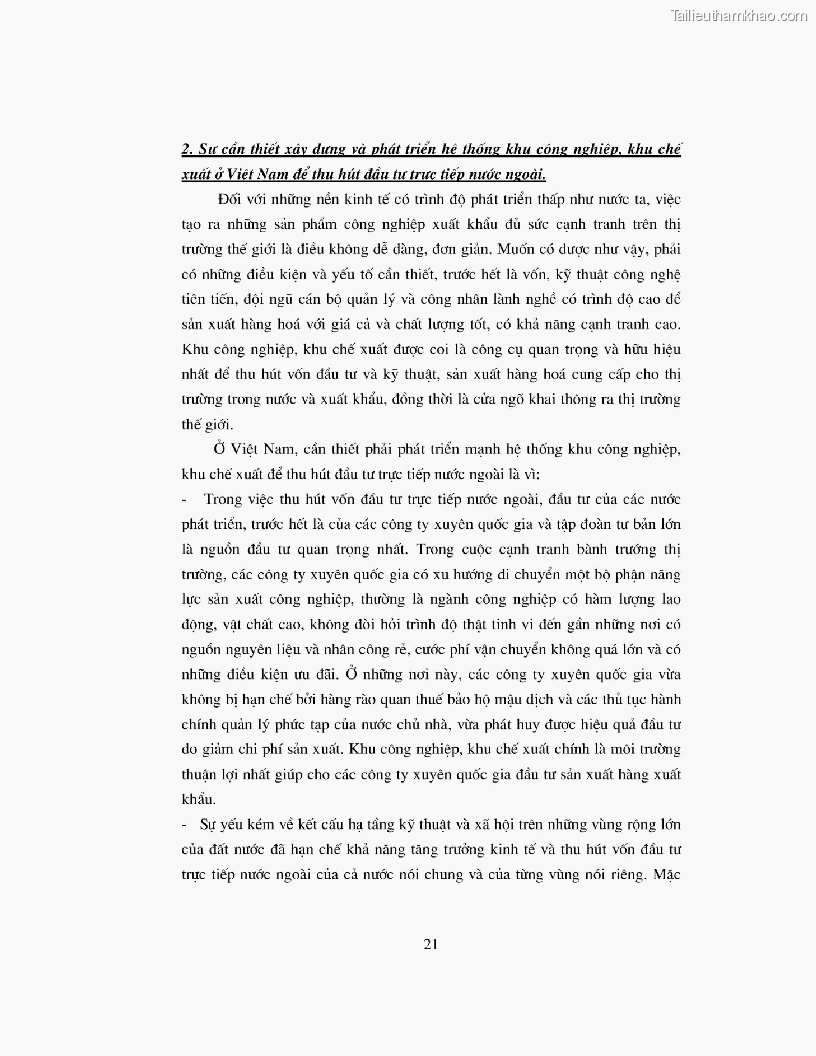 Khoa luan tot nghiep dau tu truc tiep nuoc ngoai vao khu cong nghiep khu che xuat thuc trang va giai phap trang 21