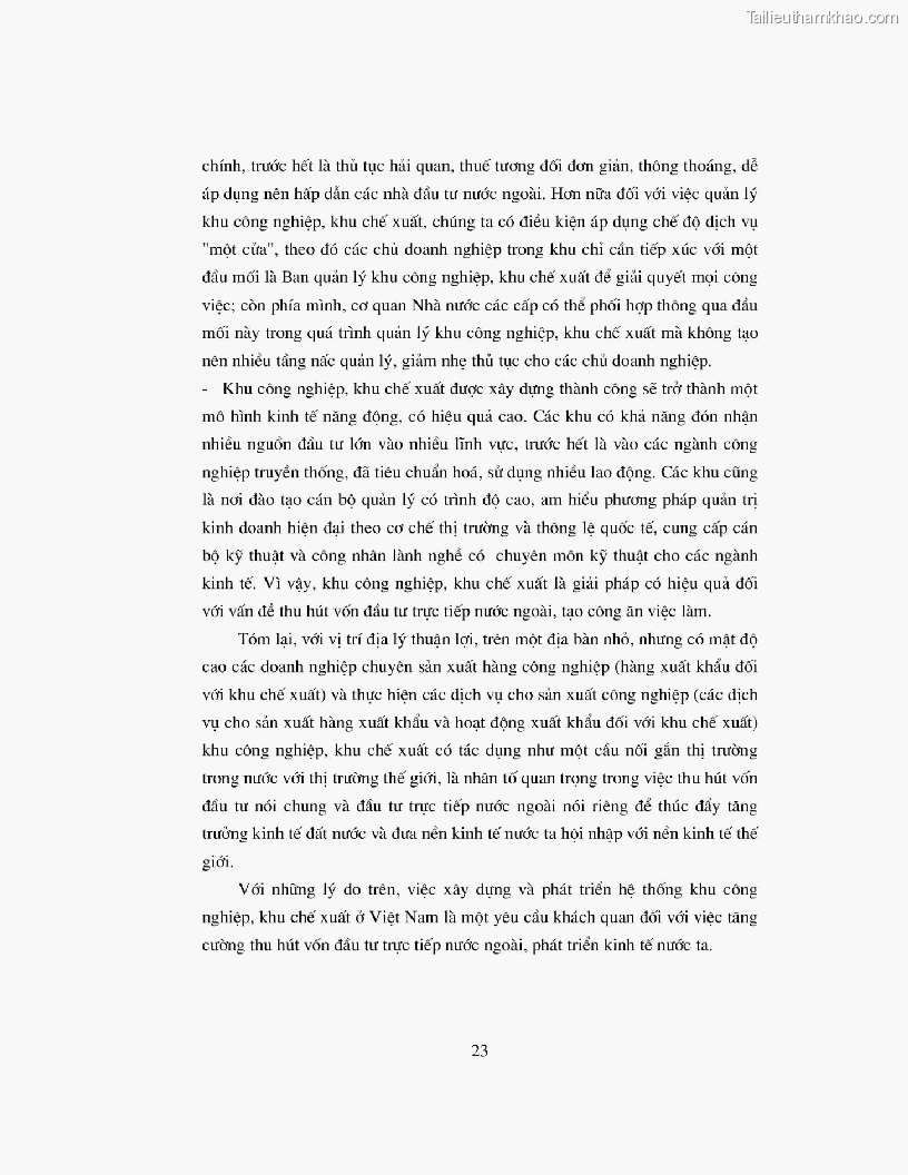 Khoa luan tot nghiep dau tu truc tiep nuoc ngoai vao khu cong nghiep khu che xuat thuc trang va giai phap trang 23