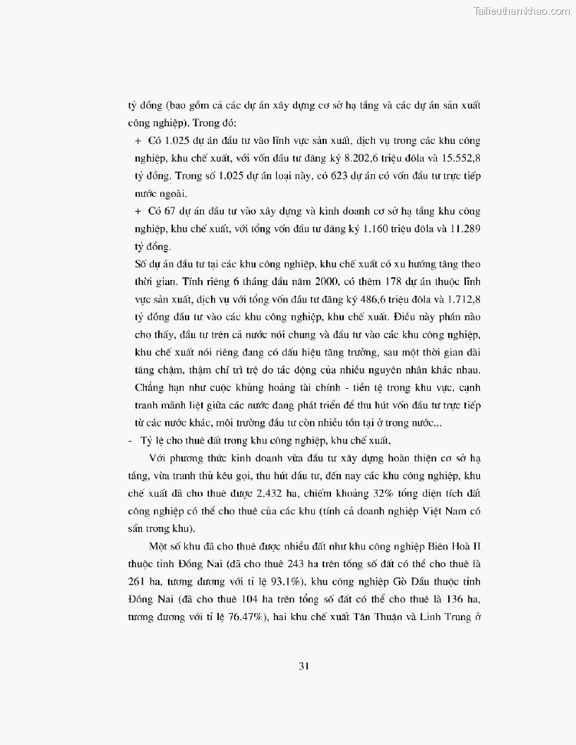 Khoa luan tot nghiep dau tu truc tiep nuoc ngoai vao khu cong nghiep khu che xuat thuc trang va giai phap trang 31