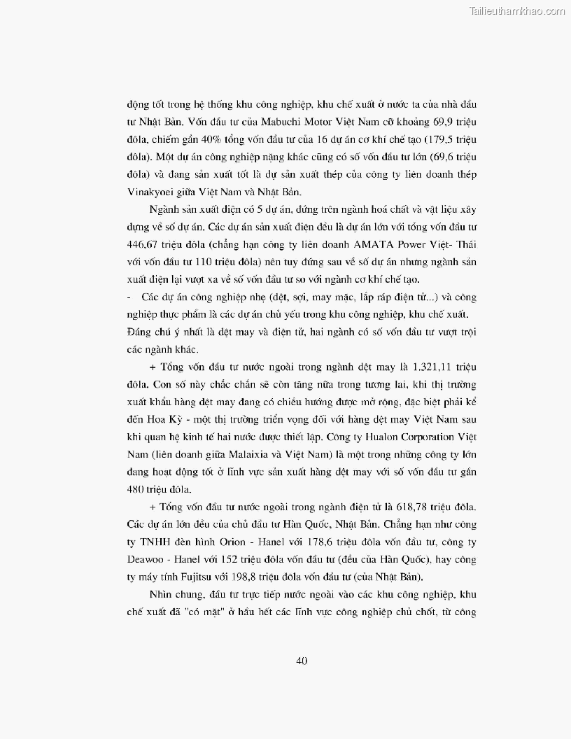 Khoa luan tot nghiep dau tu truc tiep nuoc ngoai vao khu cong nghiep khu che xuat thuc trang va giai phap trang 40