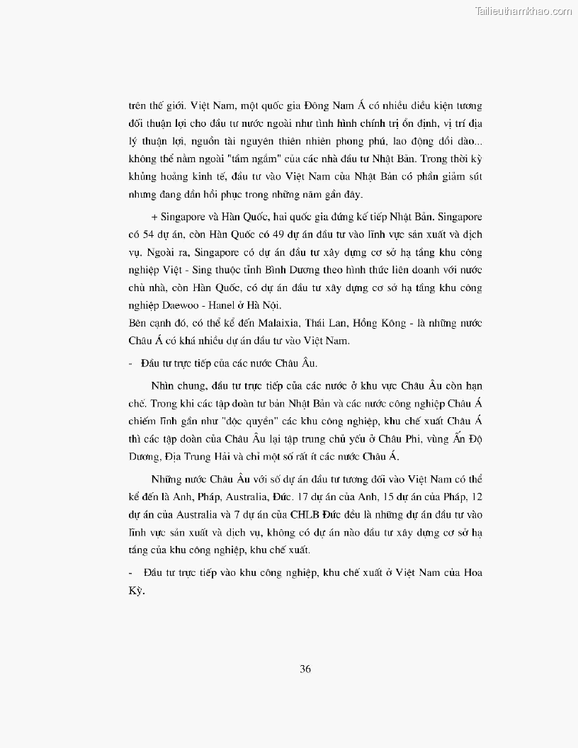 Khoa luan tot nghiep dau tu truc tiep nuoc ngoai vao khu cong nghiep khu che xuat thuc trang va giai phap trang 36