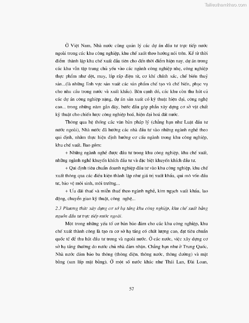 Khoa luan tot nghiep dau tu truc tiep nuoc ngoai vao khu cong nghiep khu che xuat thuc trang va giai phap trang 57
