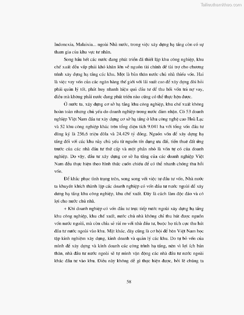 Khoa luan tot nghiep dau tu truc tiep nuoc ngoai vao khu cong nghiep khu che xuat thuc trang va giai phap trang 58