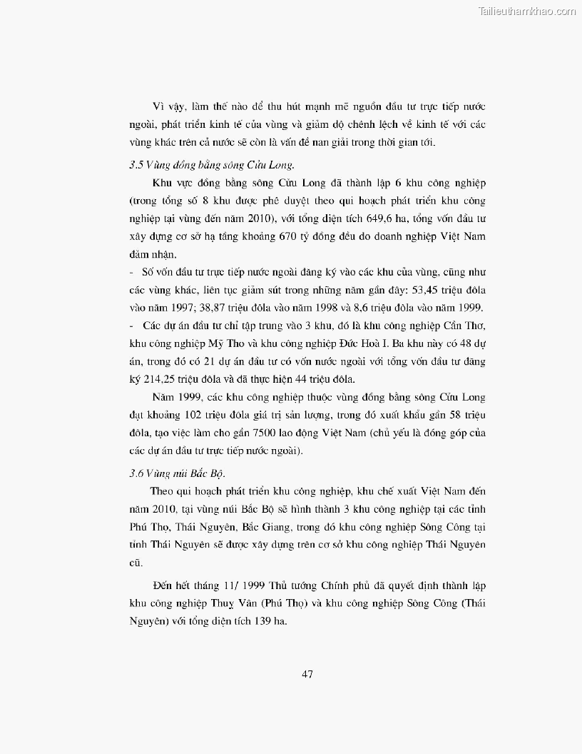 Khoa luan tot nghiep dau tu truc tiep nuoc ngoai vao khu cong nghiep khu che xuat thuc trang va giai phap trang 47