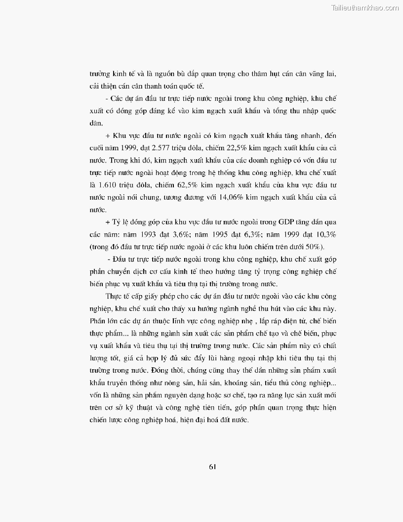 Khoa luan tot nghiep dau tu truc tiep nuoc ngoai vao khu cong nghiep khu che xuat thuc trang va giai phap trang 61