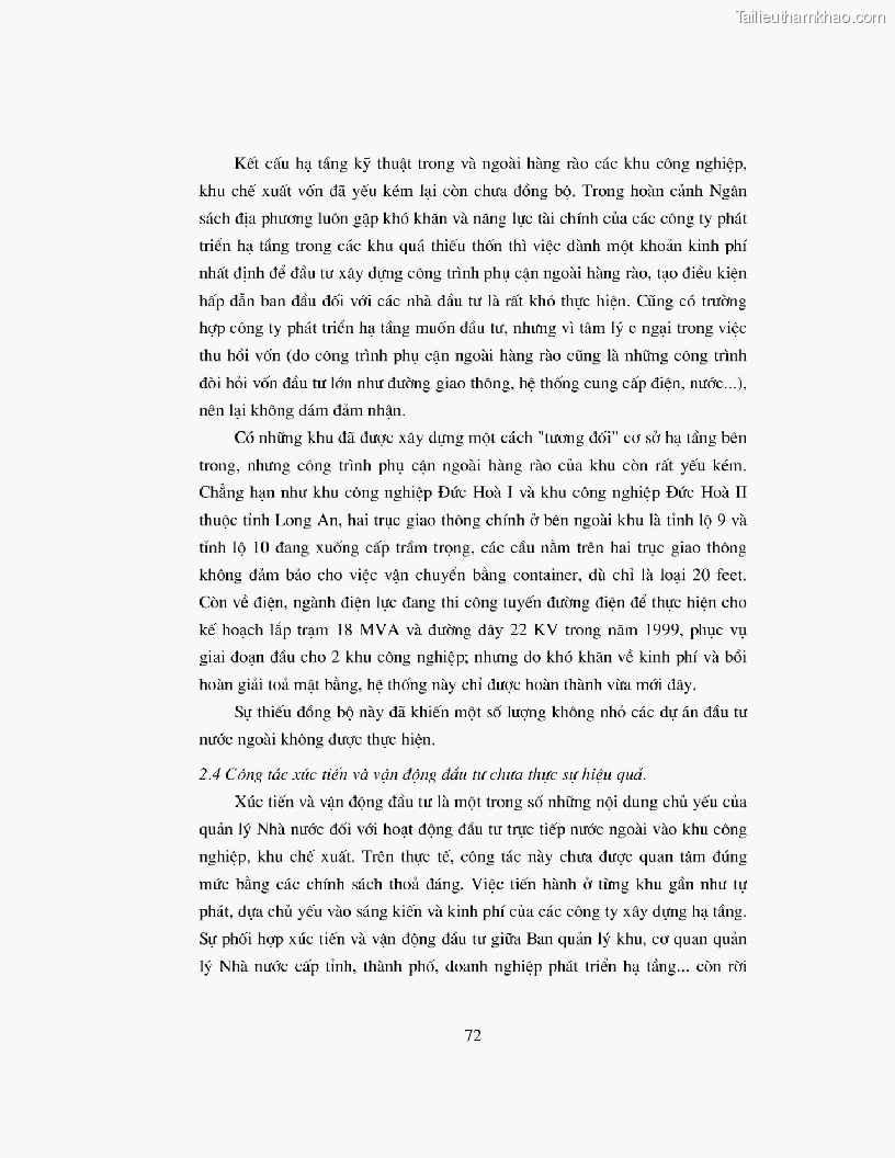 Khoa luan tot nghiep dau tu truc tiep nuoc ngoai vao khu cong nghiep khu che xuat thuc trang va giai phap trang 72