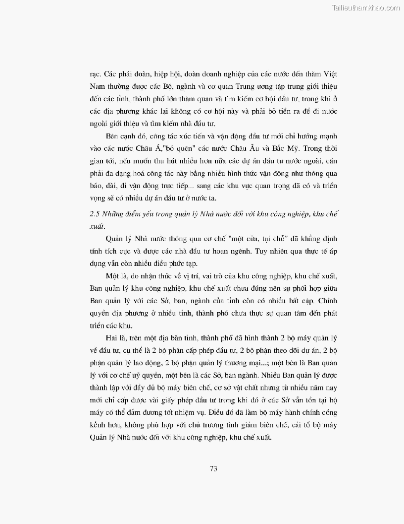 Khoa luan tot nghiep dau tu truc tiep nuoc ngoai vao khu cong nghiep khu che xuat thuc trang va giai phap trang 73