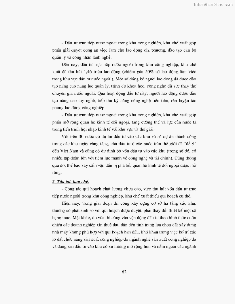 Khoa luan tot nghiep dau tu truc tiep nuoc ngoai vao khu cong nghiep khu che xuat thuc trang va giai phap trang 62