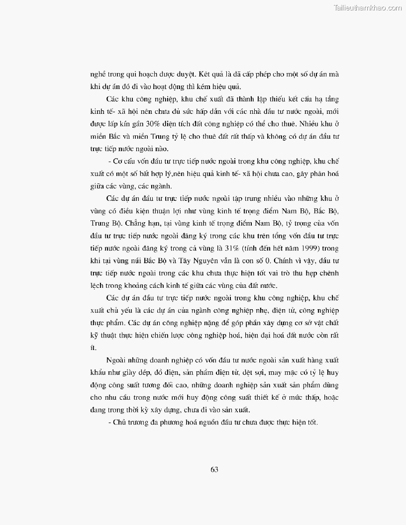 Khoa luan tot nghiep dau tu truc tiep nuoc ngoai vao khu cong nghiep khu che xuat thuc trang va giai phap trang 63