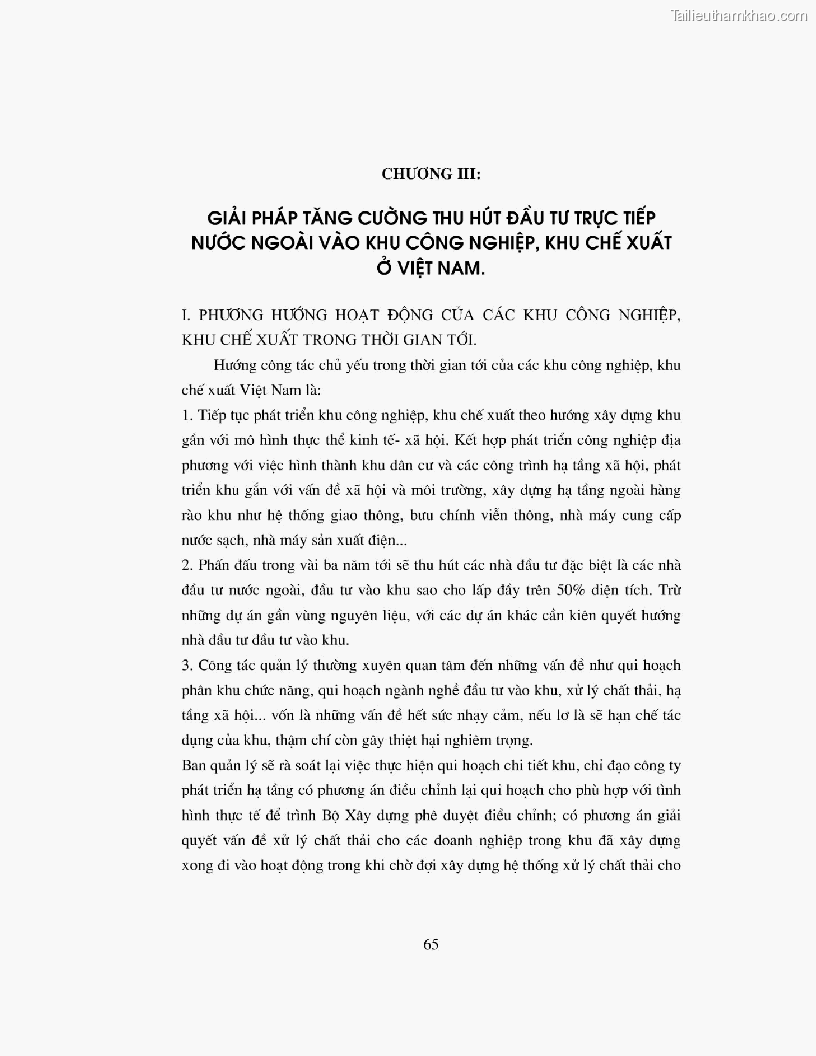 Khoa luan tot nghiep dau tu truc tiep nuoc ngoai vao khu cong nghiep khu che xuat thuc trang va giai phap trang 65