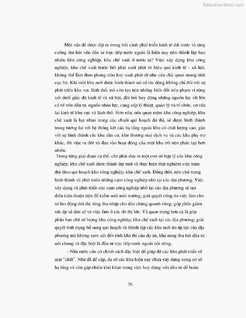 Khoa luan tot nghiep dau tu truc tiep nuoc ngoai vao khu cong nghiep khu che xuat thuc trang va giai phap trang 76