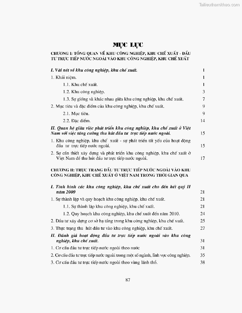 Khoa luan tot nghiep dau tu truc tiep nuoc ngoai vao khu cong nghiep khu che xuat thuc trang va giai phap trang 87