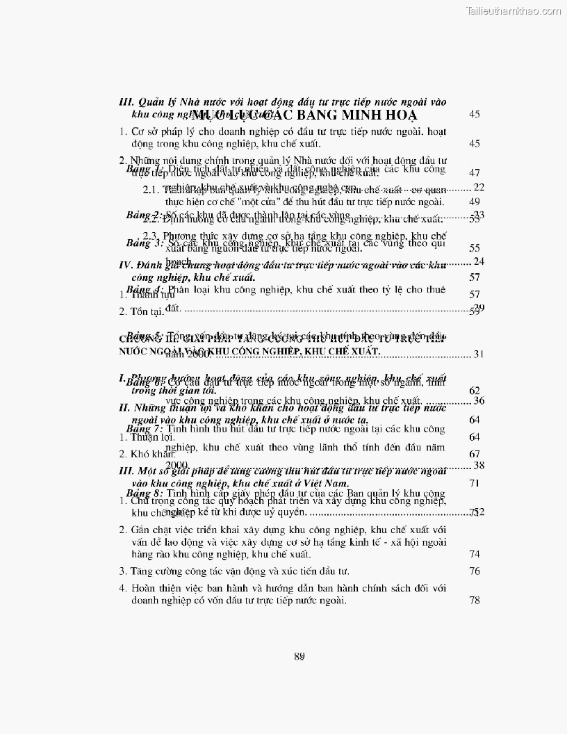 Khoa luan tot nghiep dau tu truc tiep nuoc ngoai vao khu cong nghiep khu che xuat thuc trang va giai phap trang 88