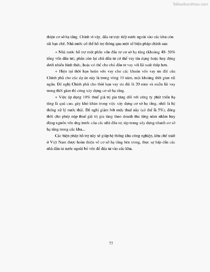 Khoa luan tot nghiep dau tu truc tiep nuoc ngoai vao khu cong nghiep khu che xuat thuc trang va giai phap trang 77