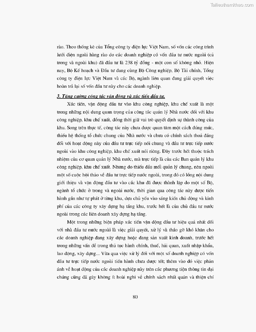 Khoa luan tot nghiep dau tu truc tiep nuoc ngoai vao khu cong nghiep khu che xuat thuc trang va giai phap trang 80