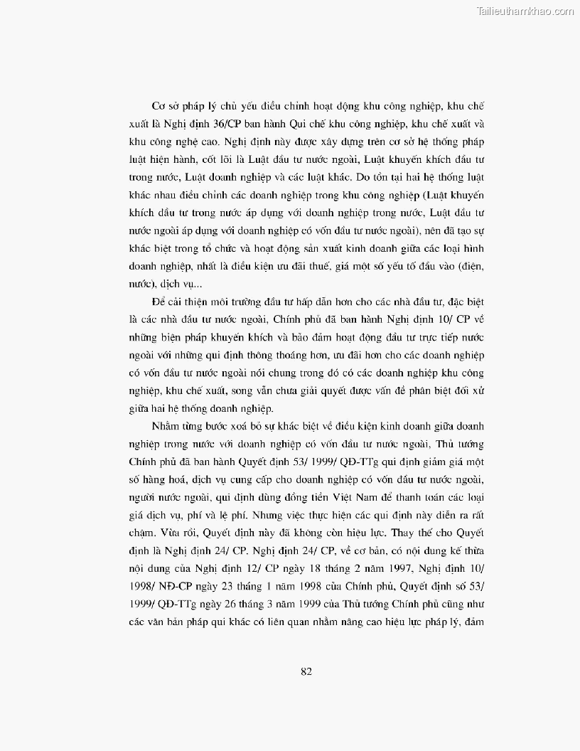 Khoa luan tot nghiep dau tu truc tiep nuoc ngoai vao khu cong nghiep khu che xuat thuc trang va giai phap trang 82