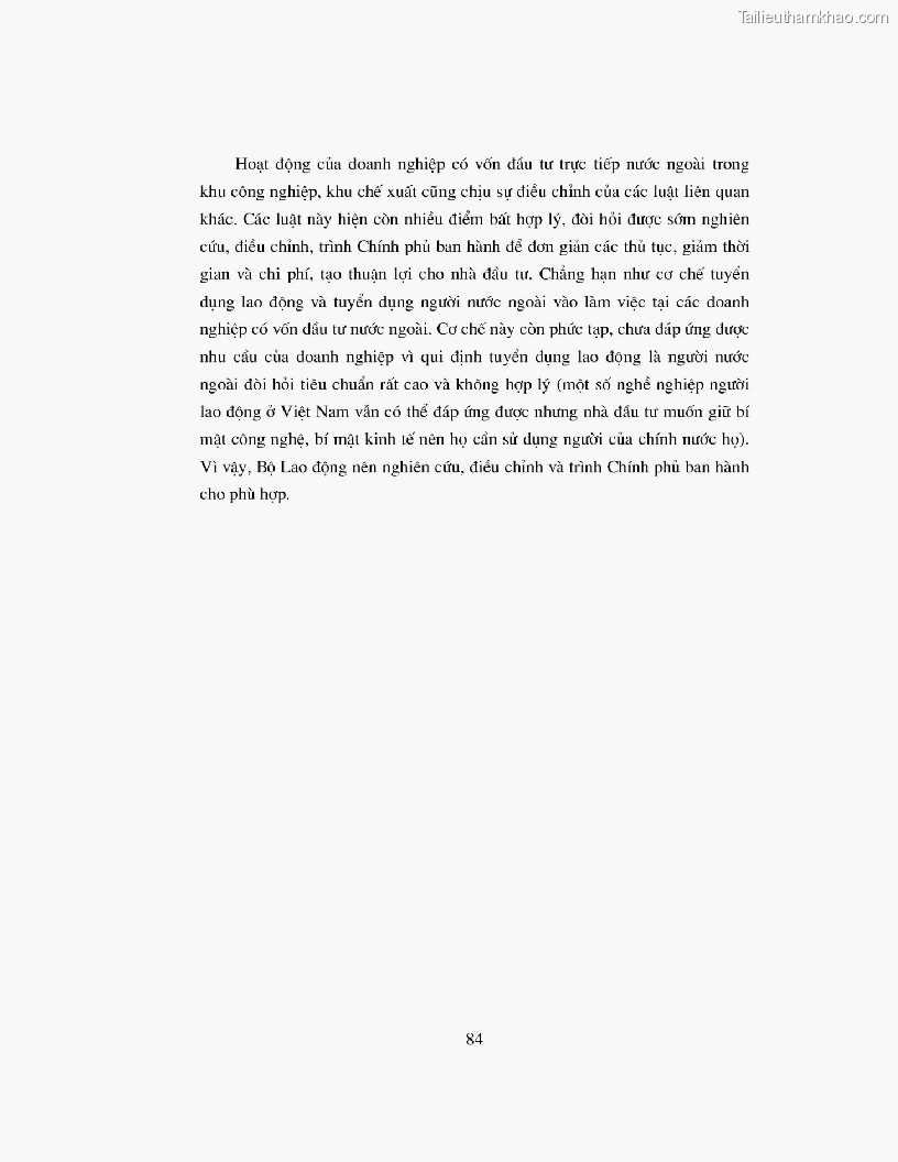 Khoa luan tot nghiep dau tu truc tiep nuoc ngoai vao khu cong nghiep khu che xuat thuc trang va giai phap trang 84