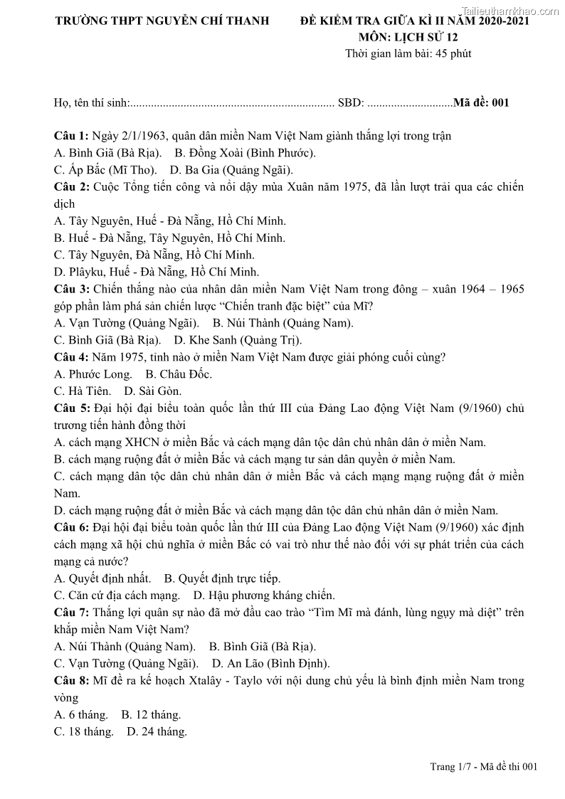 De thi giua hoc ki 2 mon lich su lop 12 nam 2020 2021 co dap an truong thpt nguyen chi thanh trang 1