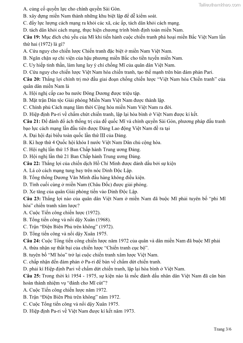 De thi giua hoc ki 2 mon lich su lop 12 nam 2020 2021 co dap an truong thpt nguyen hue trang 3