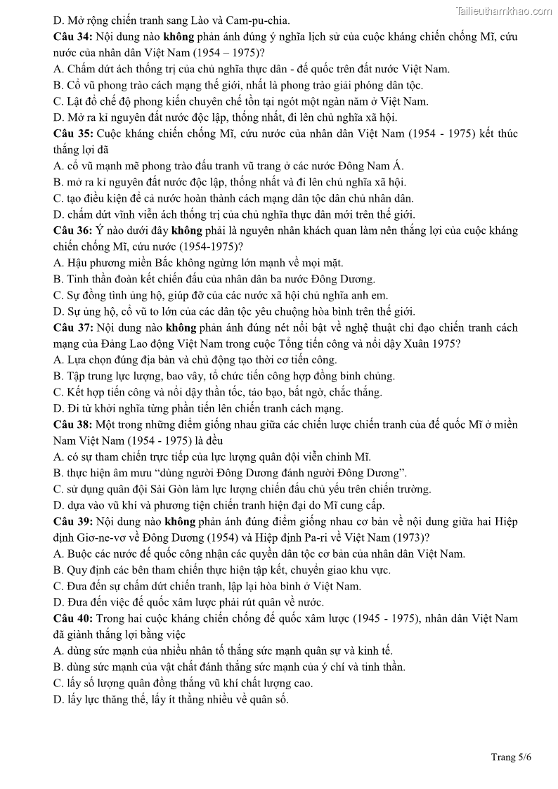 De thi giua hoc ki 2 mon lich su lop 12 nam 2020 2021 co dap an truong thpt nguyen hue trang 5