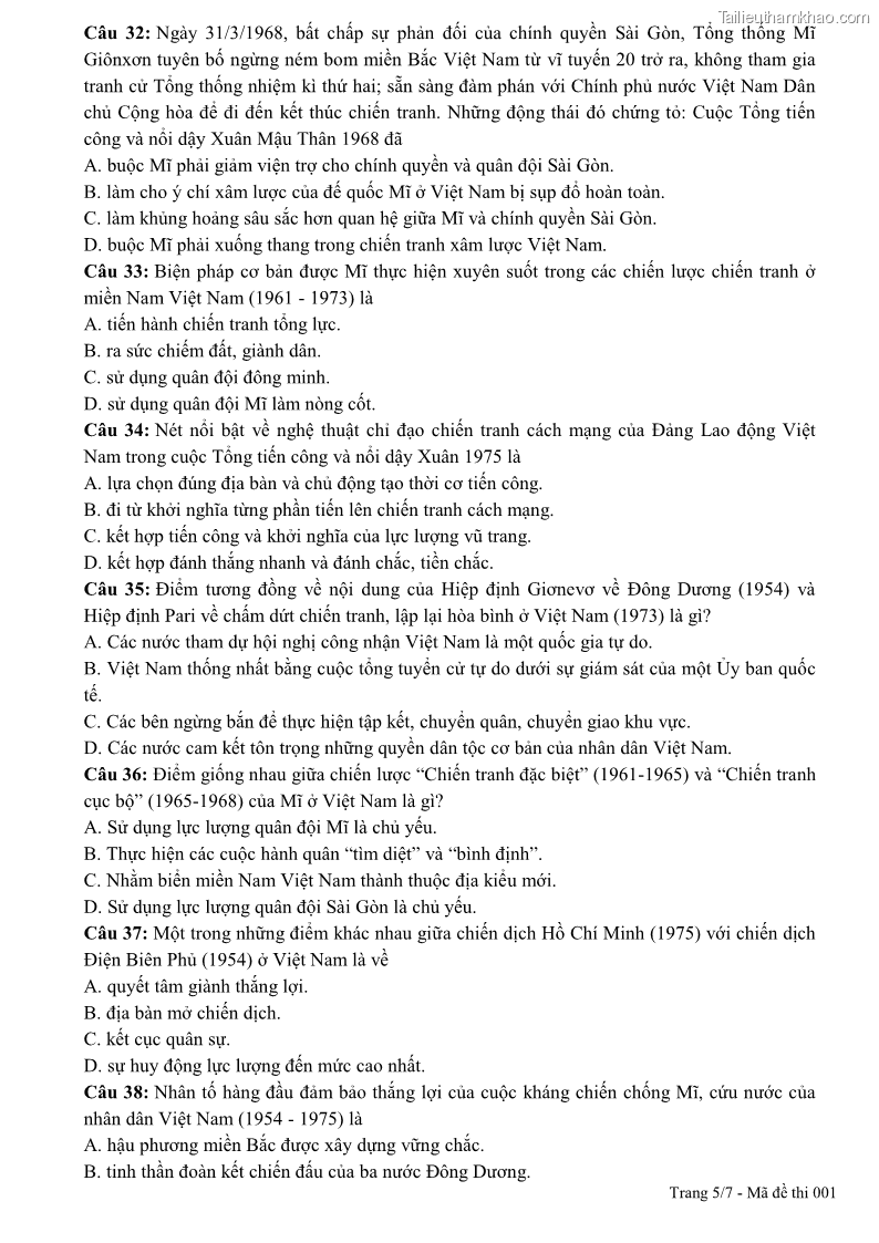 De thi giua hoc ki 2 mon lich su lop 12 nam 2020 2021 co dap an truong thpt nguyen chi thanh trang 5