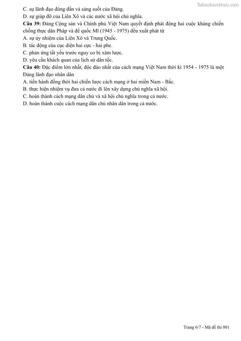 De thi giua hoc ki 2 mon lich su lop 12 nam 2020 2021 co dap an truong thpt nguyen chi thanh trang 6