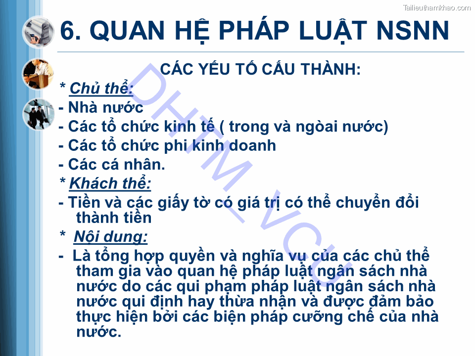 Dhtm Vcu 6 Quan Hệ Pháp Luật Nsnn Các Yếu Tố Cấu Thành Chủ Thể Nhà