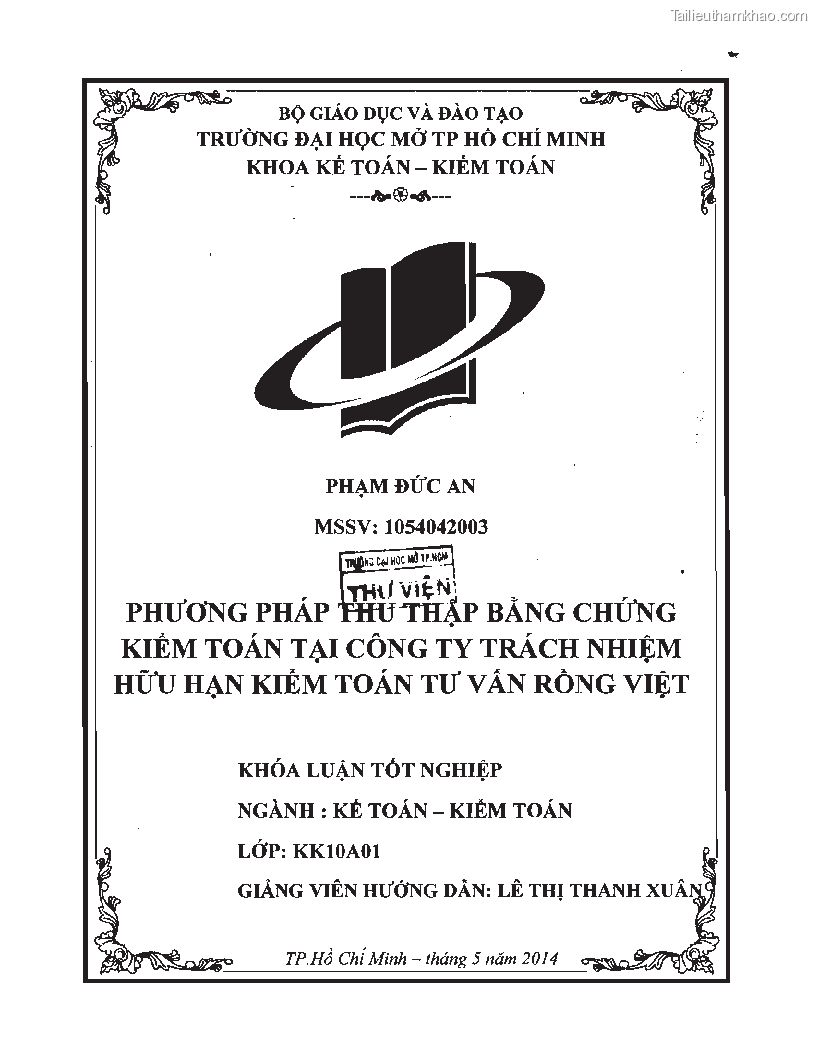 Khoa luan tot nghiep phuong phap thu thap bang chung kiem toan tai cong ty trach nhiem huu han tu van rong viet trang 1