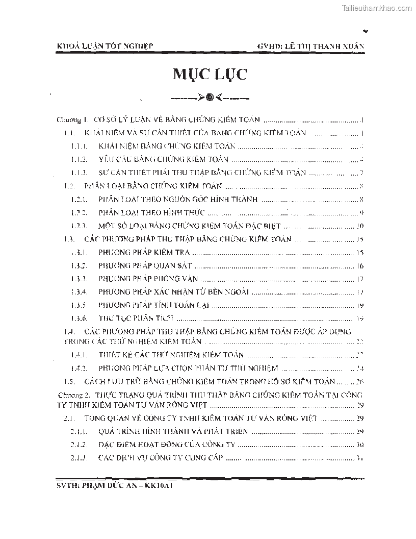 Khoa luan tot nghiep phuong phap thu thap bang chung kiem toan tai cong ty trach nhiem huu han tu van rong viet trang 2