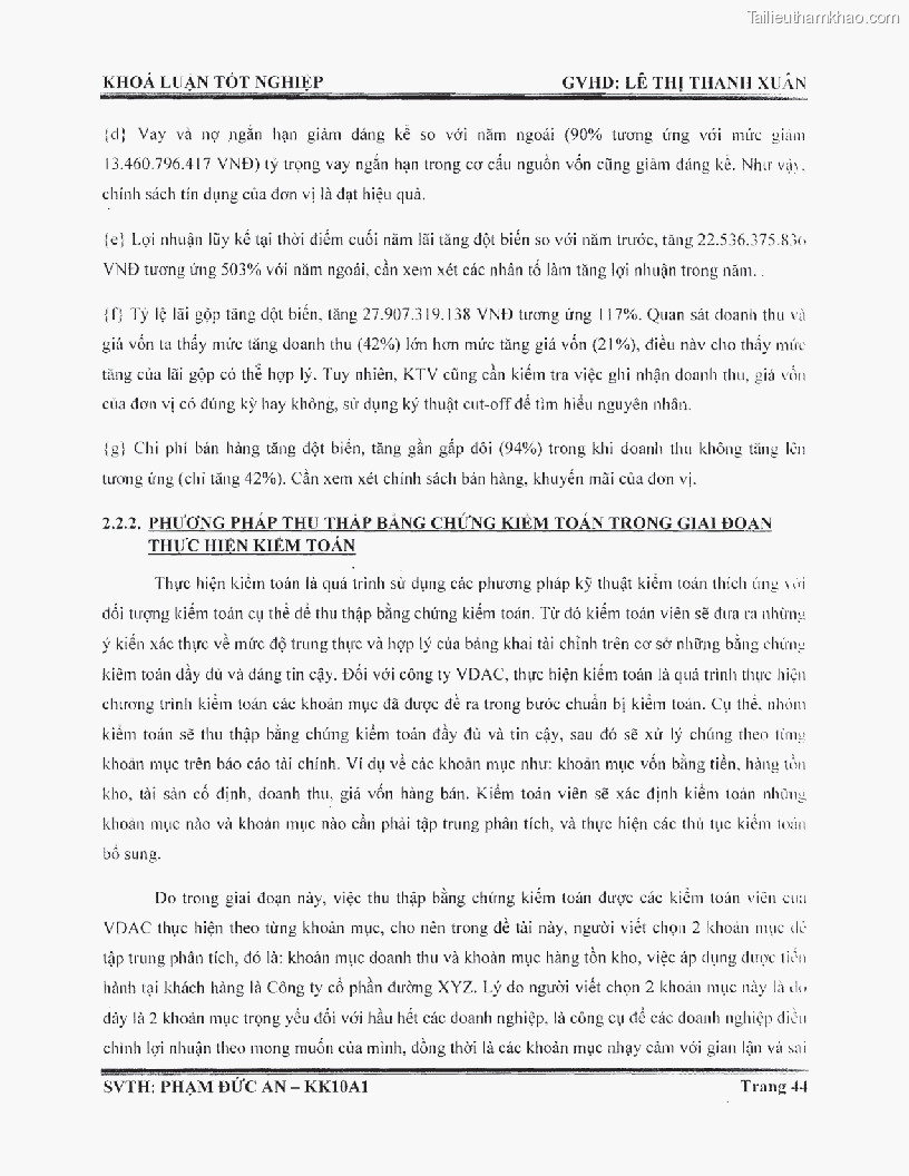 Khoa luan tot nghiep phuong phap thu thap bang chung kiem toan tai cong ty trach nhiem huu han tu van rong viet trang 50